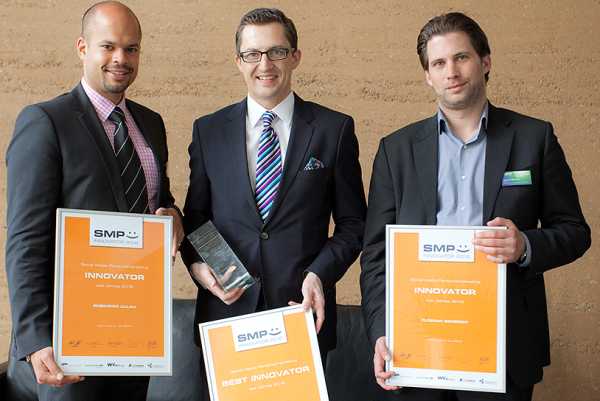 Marcus K. Reif (MItte), Robindro Ullah (links) und Florian Schrodt (rechts) sind die Social Media Personalmarketing Innovatoren 2012