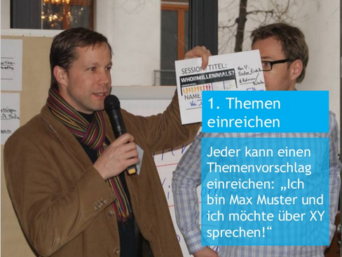 Max Muster, aka Kai Deininger, bei seinem Session-Pitch auf dem HR-BarCamp 2012 in Berlin
