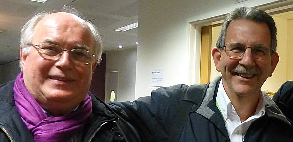 Jeff Dickey-Chasins (rechts) und Gerhard Kenk (links) beim Branchenplausch in London