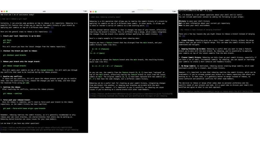  Im Austausch mit Q Chat über Rebasing-Probleme.